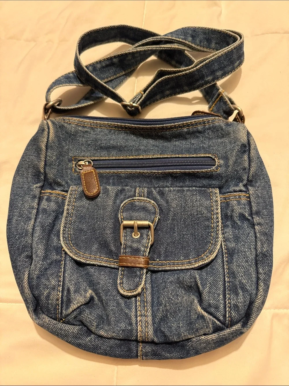 Denim Crossbody Bag in Blue - Casual Women's Shoulder Bag